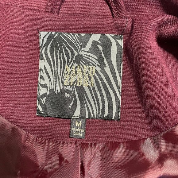 Naked Zebra Jacket Coat Red Wine Moto Style Lined Misses Size M - Picture 5 of 5